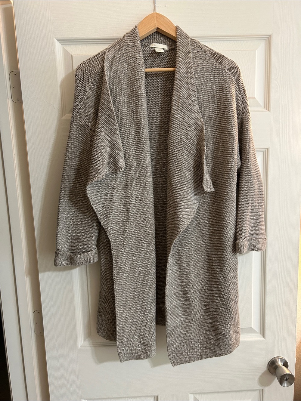 H&M Open-Front Draped Cardigan Sweater - Taupe Gray